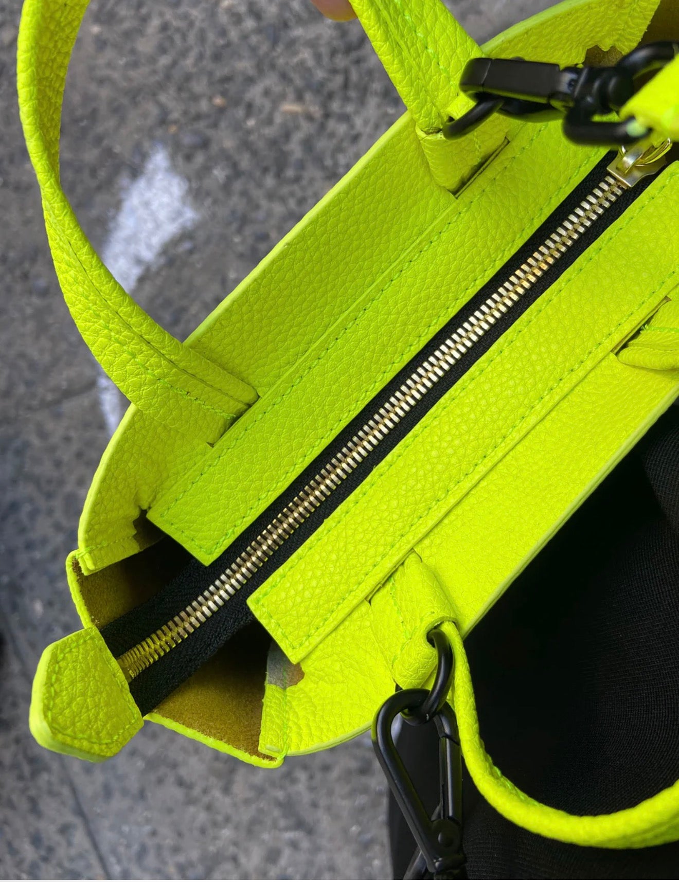 Ampersand As Apostrophe Leather Micro Tote in Neon Yellow $462