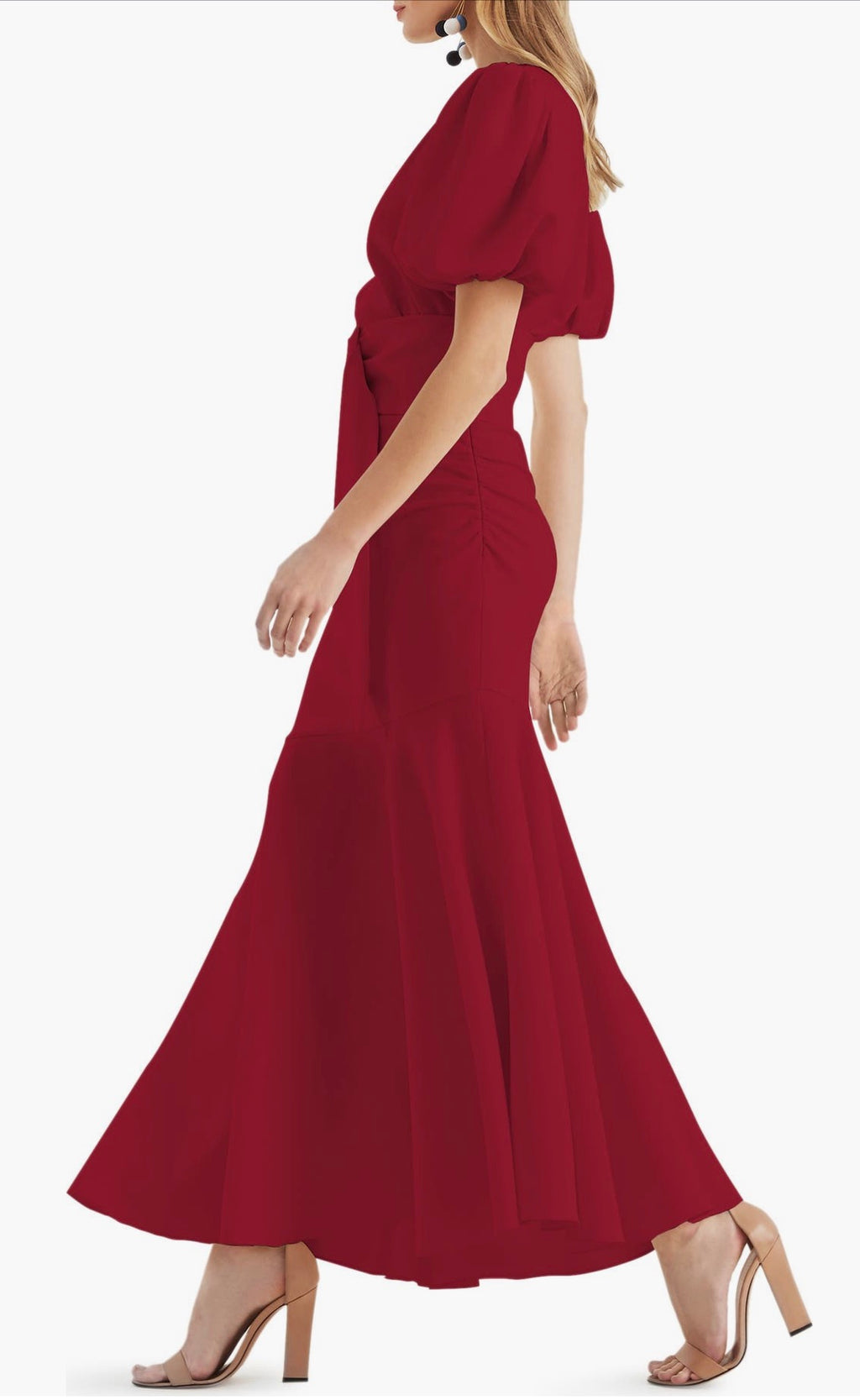 Sachin & Babi Camila Dark Red Asymmetric Hem Belted Dress Size 8 $650