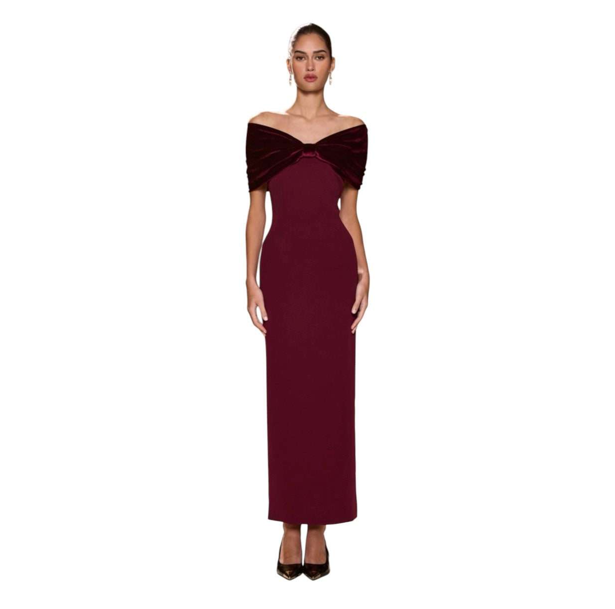 Sonya Moda Belluno Off-Shoulder Maxi Dress Redwood Size Large