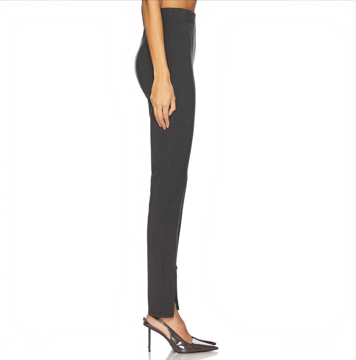Rue Sophie Vitry Zipper Pants Charcoal Slit Hem Leggings Size Small