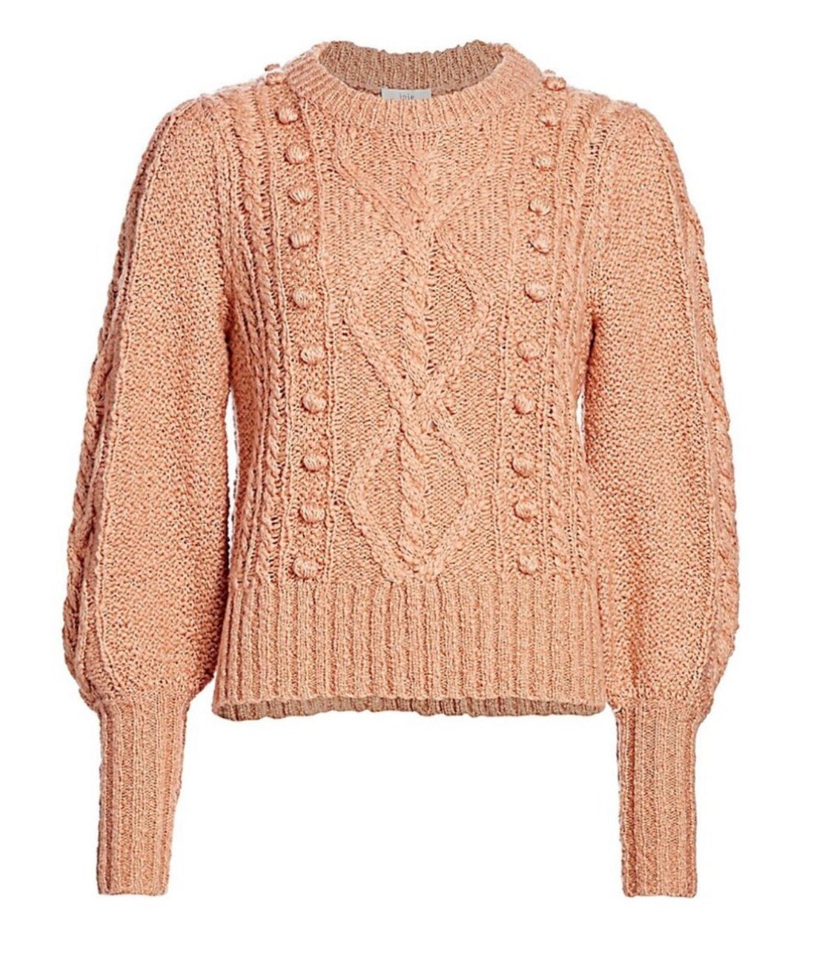 Joie Bia Cable-Knit Puff-Sleeve Sweater in Ginger Sz Small $348