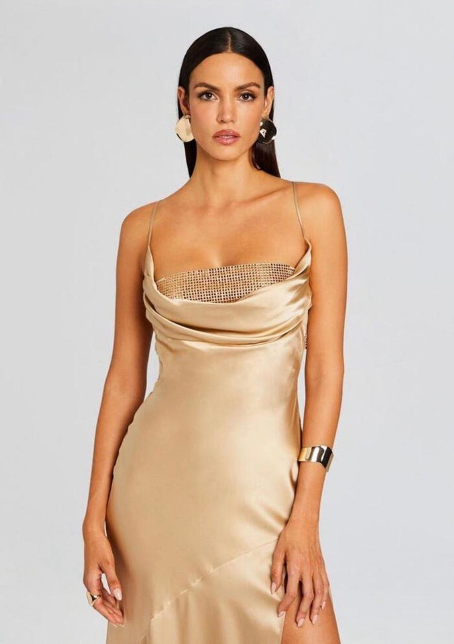 Retrofete Emery Crystal
Sequin Embellished Maxi Dress in Nude Sz Large $798