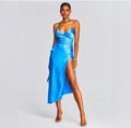 Ser.o.ya Emma Silk Midi Dress in Marina Large $398