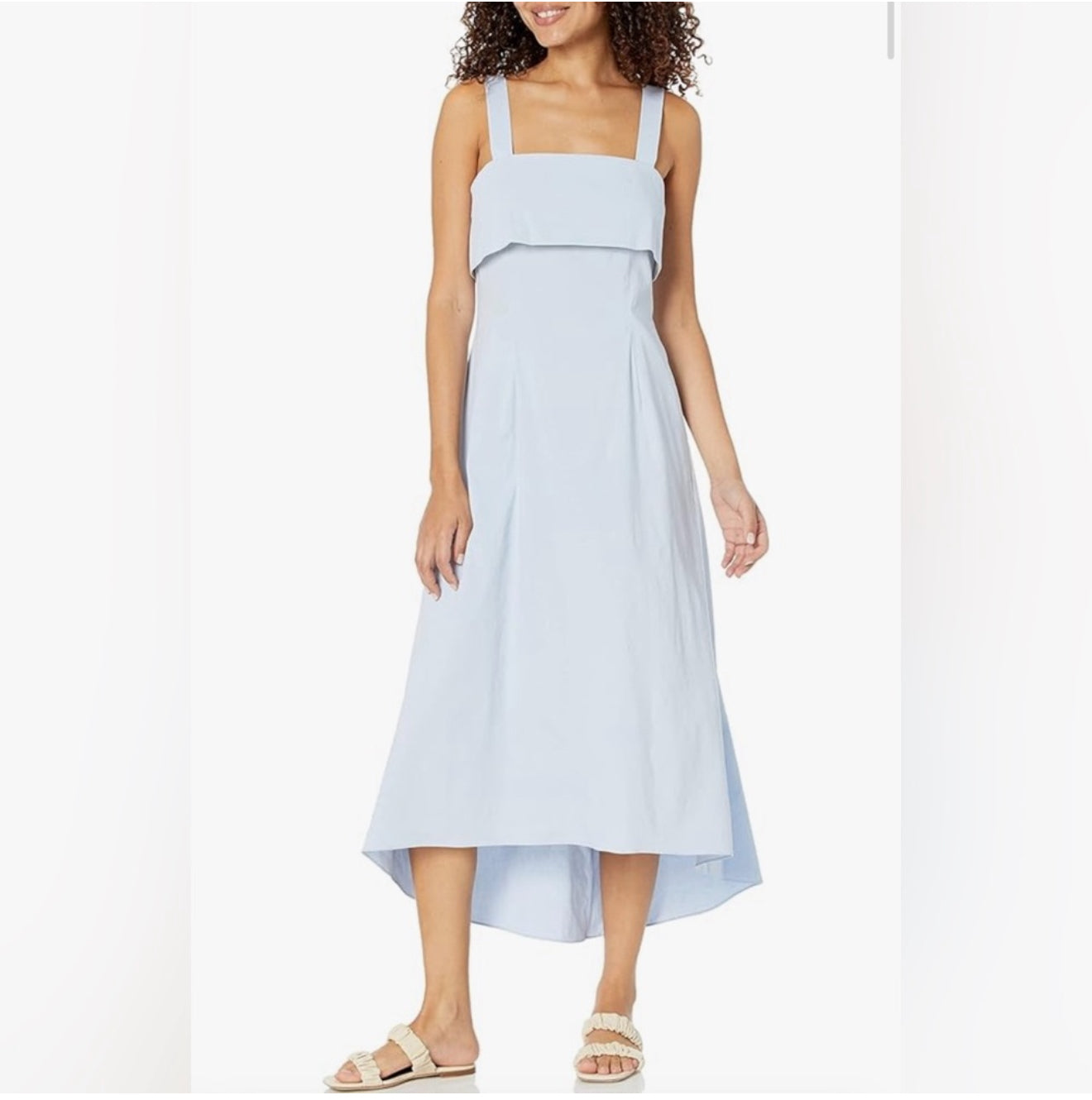 Theory Women's Flap Midi Dress in Breeze Eco Crunch Wash Sz 0 $395