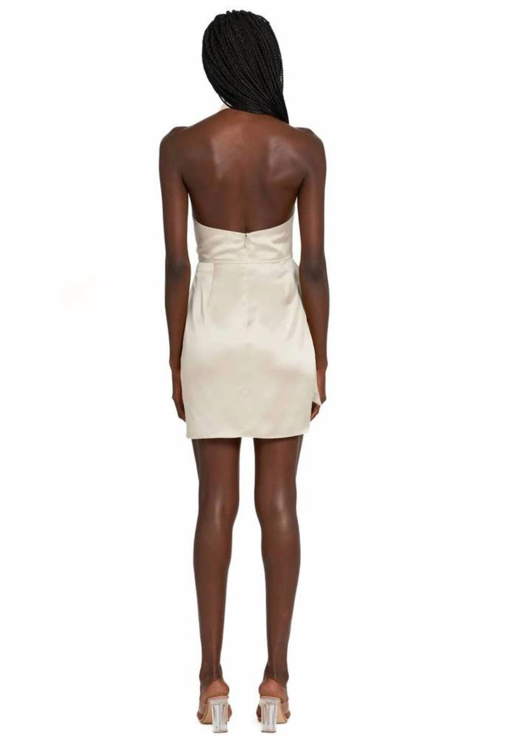 Amanda Uprichard Martine Silk Mini Dress Chalk Open Back Size Large $299