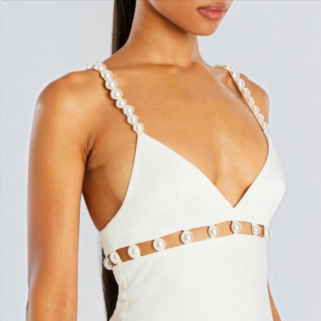 Retrofete ELODIE PEARL DRESS in White Sz Large