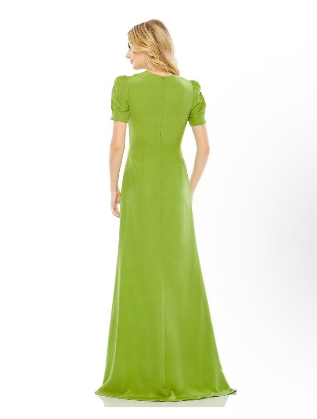 NWT Mac Duggal Plunge Neck Puff Sleeve Cut Out Gown Apple Green  $498