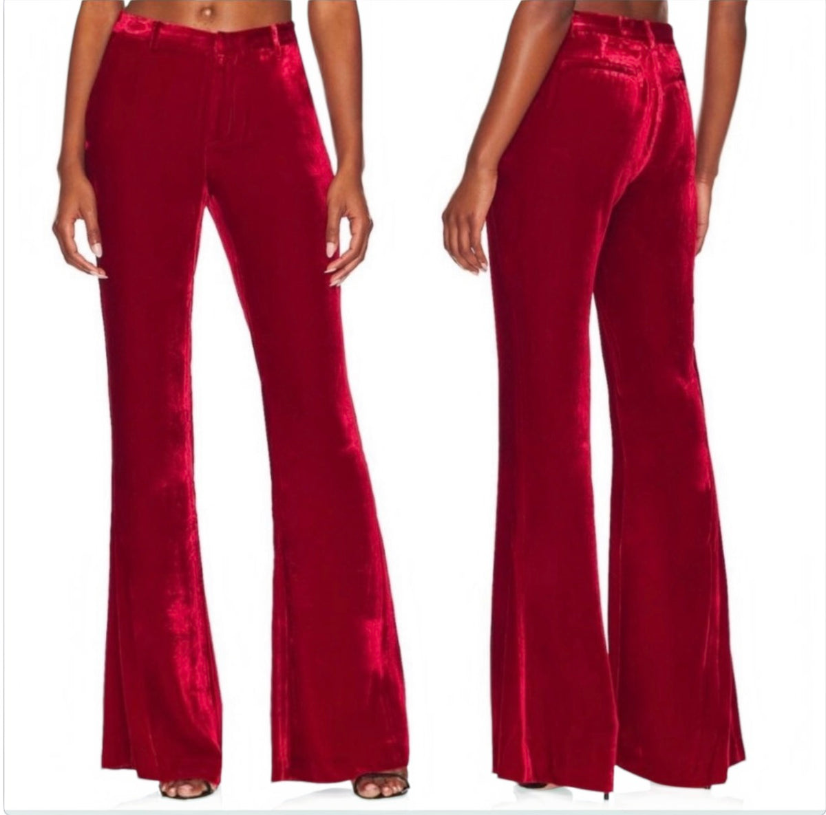 L’AGENCE Lane Velvet Flare Pant Red Dahlia Silk Blend Sz 2