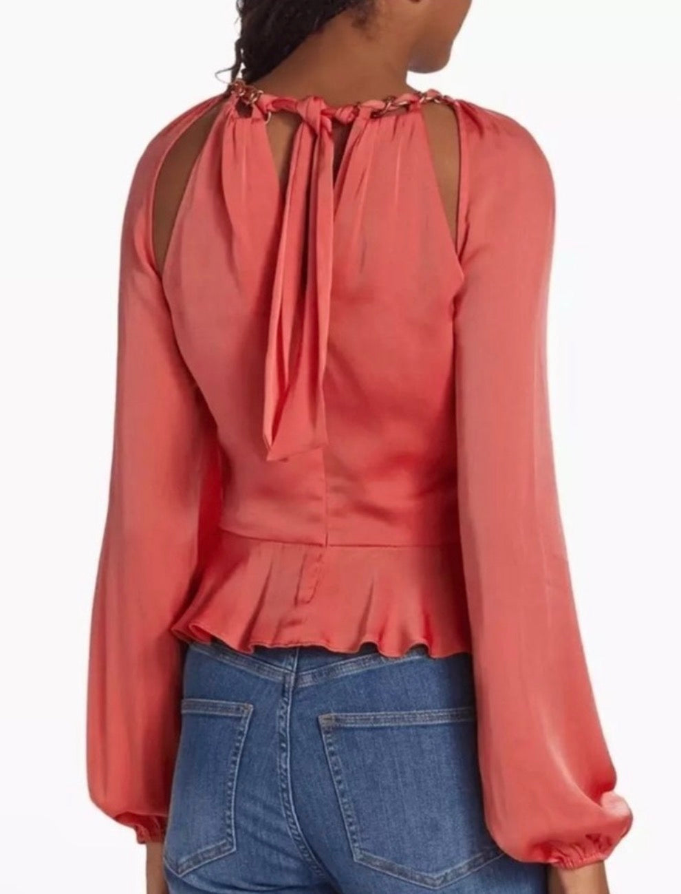 New! Veronica Beard Yulita Cut-Out Silk-Blend Top Watermelon Size 8 $498