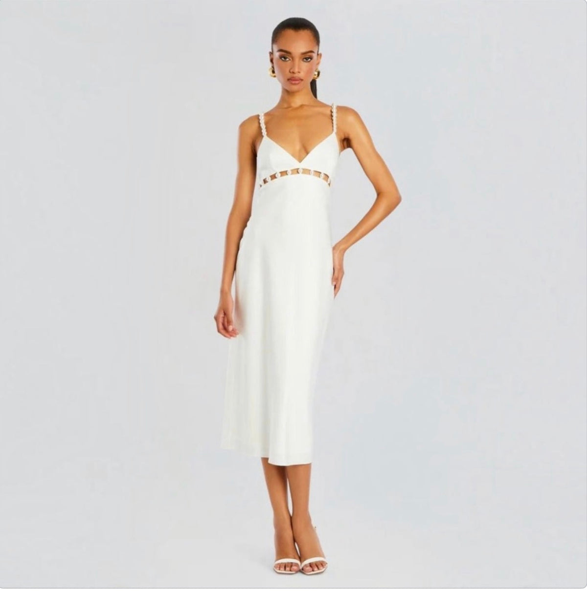Retrofete ELODIE PEARL DRESS in White Sz Large