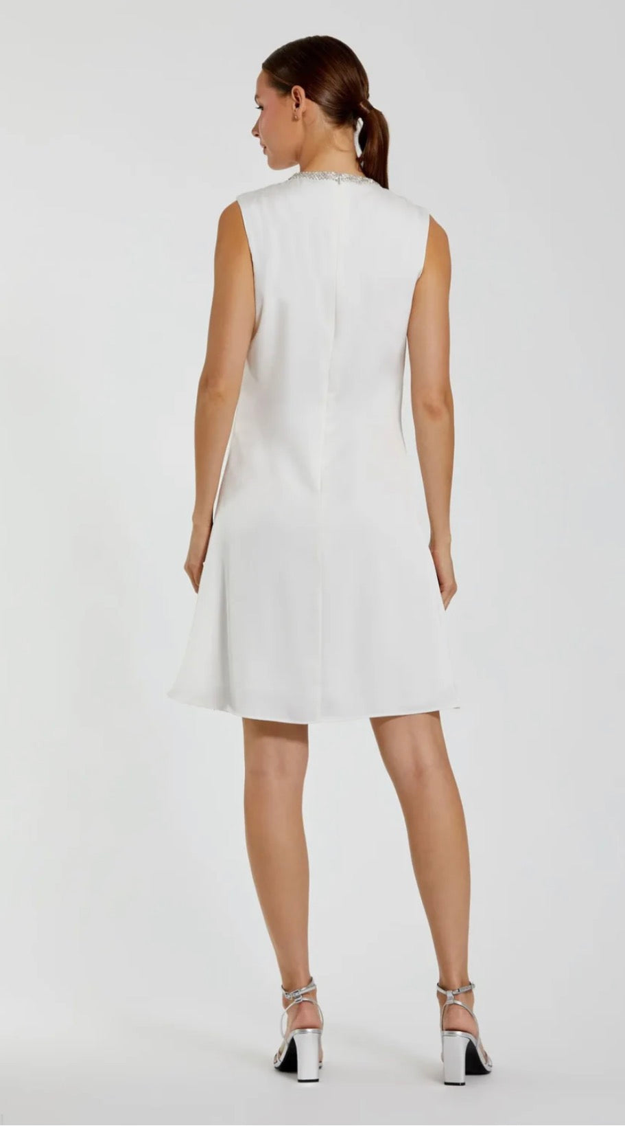 Ieena Mac Duggal White Rhinestone Neckline Draped Mini Dress #556971 Sz 10 $238