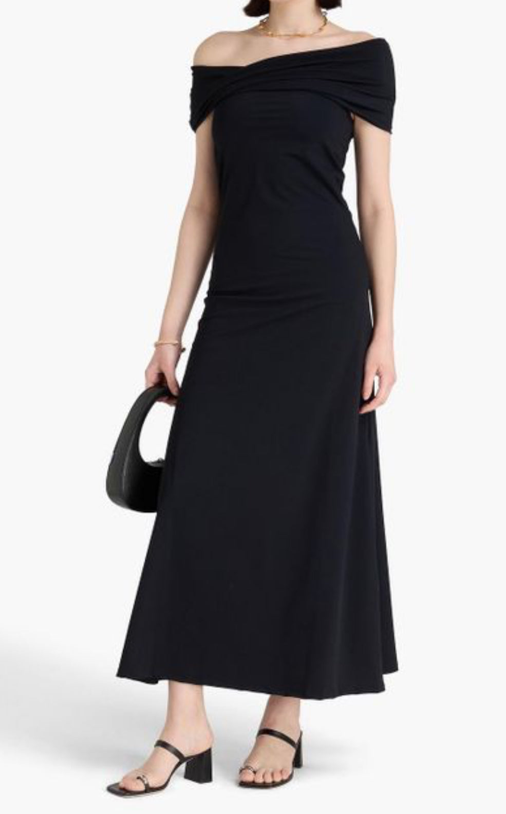 RÓHE
One-shoulder stretch-jersey maxi dress black Sz 40 US 8 $618