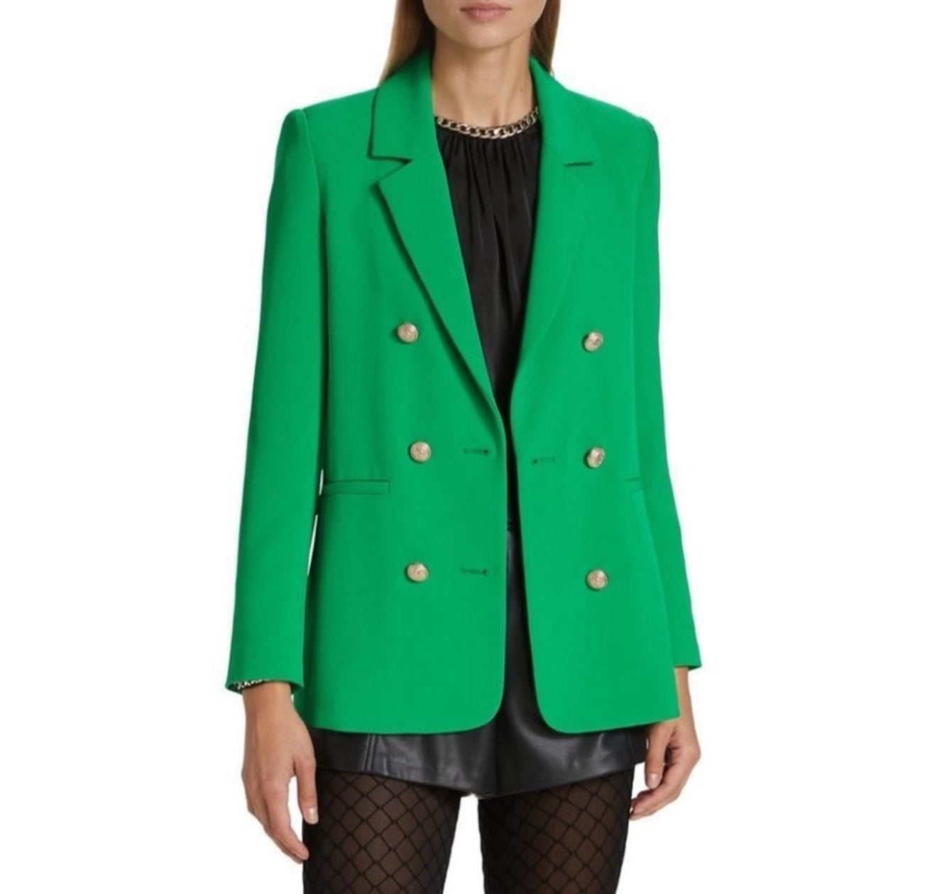 Generation Love Leighton
Double-Breasted Crepe Blazer Green $385