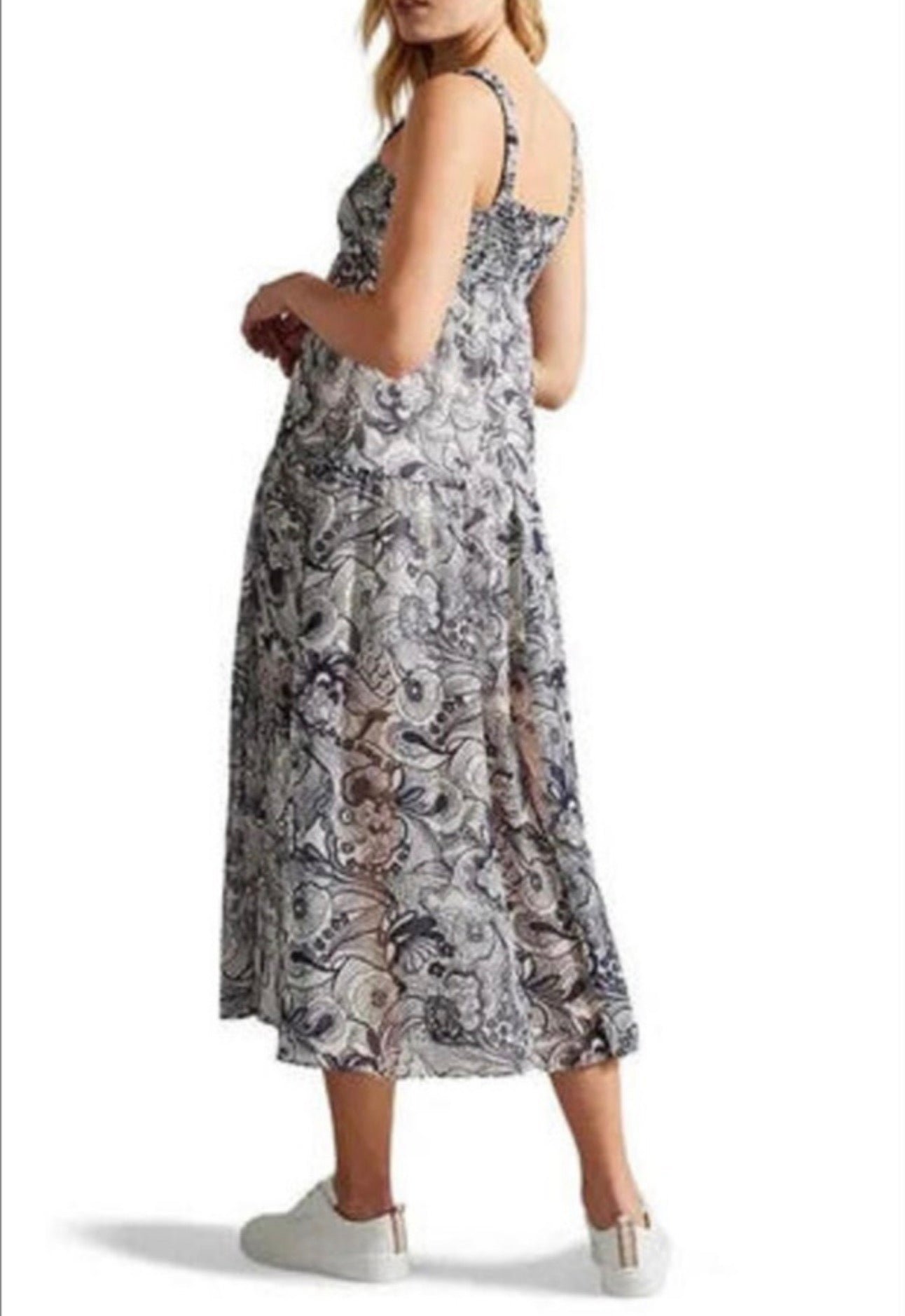 Ted Baker Adlinah Square Neck Sleeveless Midi Dress Size 1 US 4
