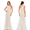 Mac Duggal Feather OneShoulder Ivory Lace Dress Formal Gown Sz 8 11317 $498