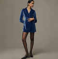 HUTCH Velvet Blazer Romper Jacket in Blue Sz 4