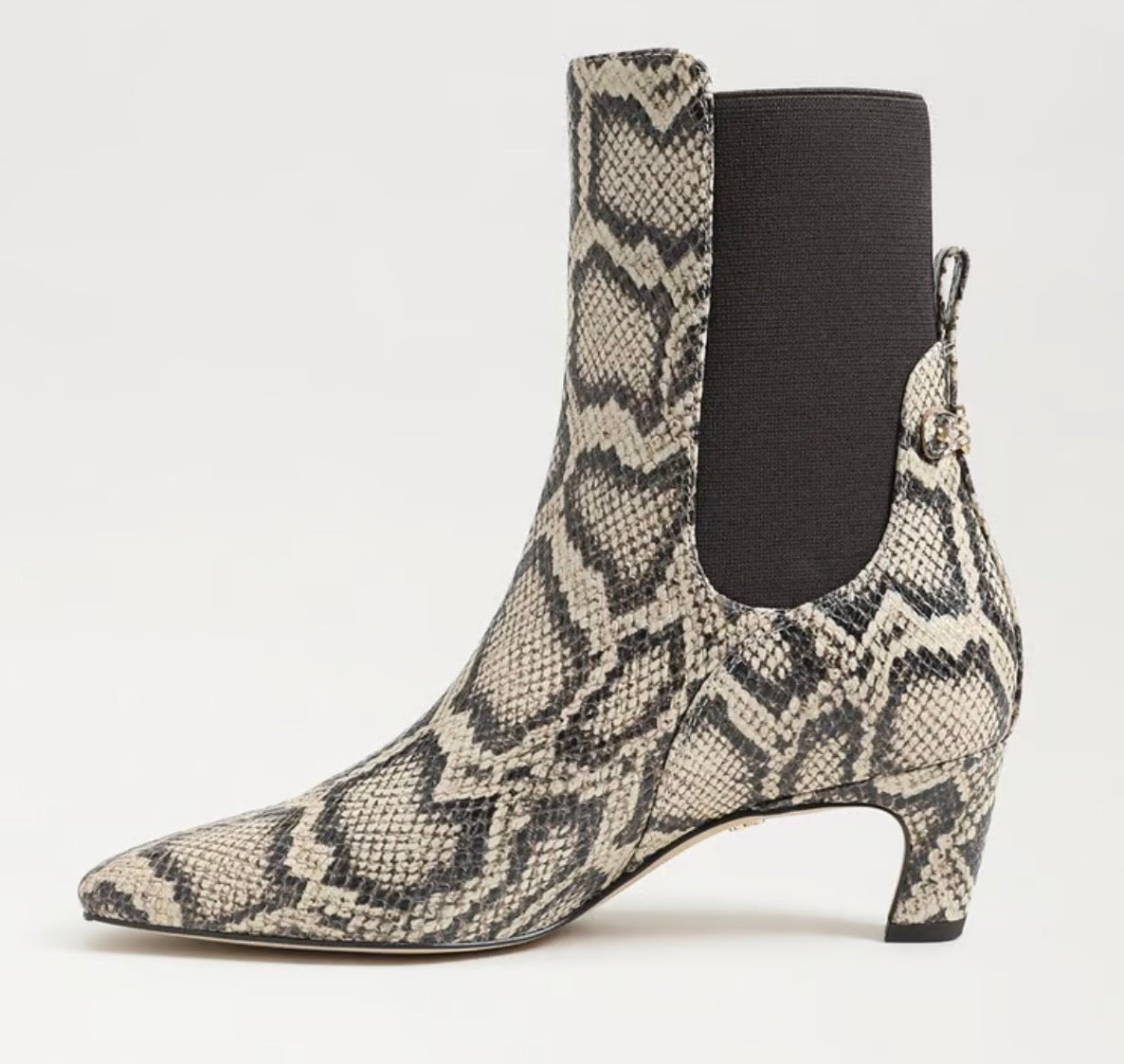 Sam Edelman Margo Kitten Heel Booties – Roccia Grey Snake Print – Size 6