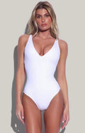 TA3 Plungey One Piece Swimsuit White L Short $188