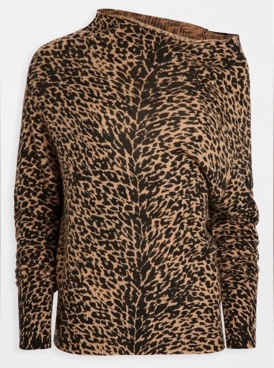 BROCHU WALKER Cashmere Off Shoulder Animal Print Sweater Sz XS
$498