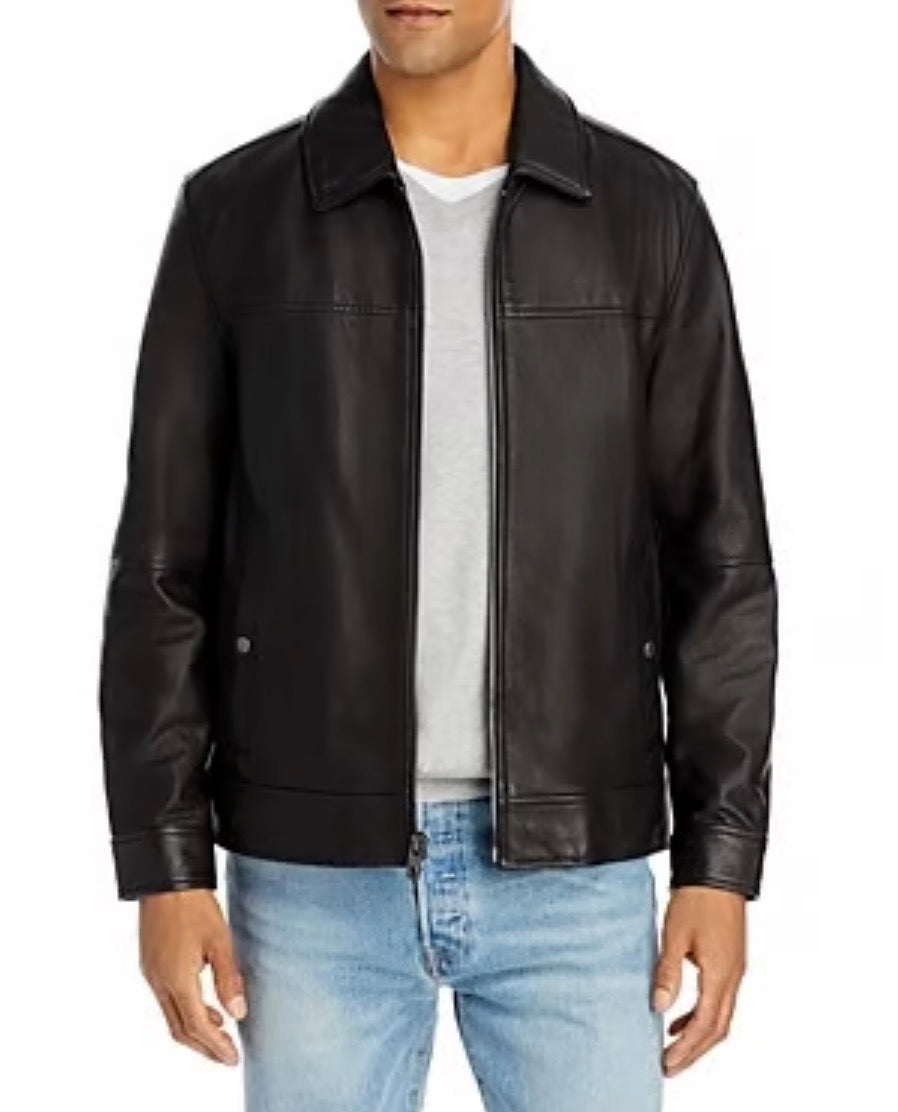 Andrew Marc Rockaway Black Leather Jacket Sz Large $695