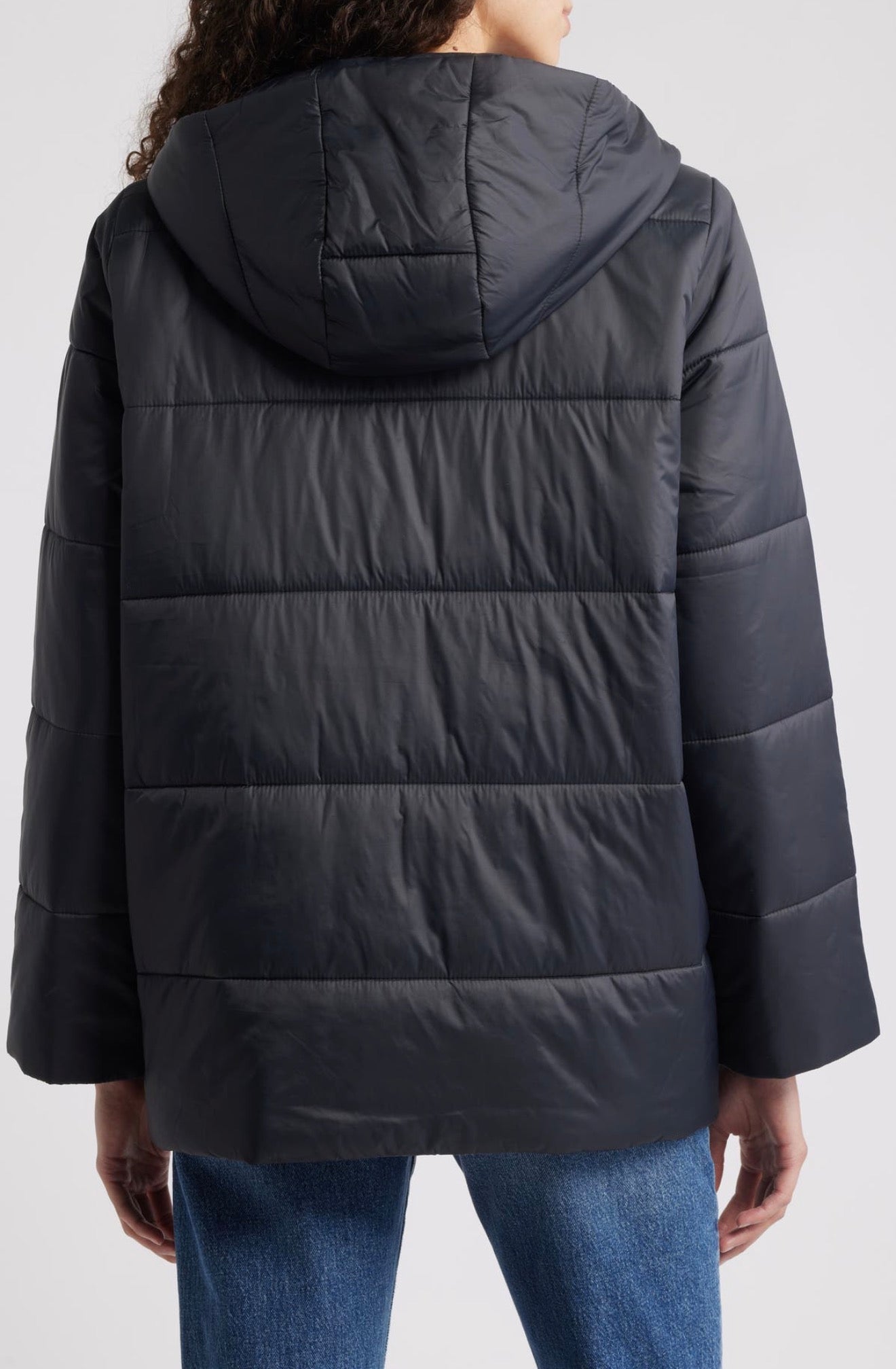 Eileen Fisher Hooded Puffer Jacket Black Size XS