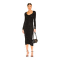 L’ACADEMIE Nyla Ruched Midi Dress Black Size Small