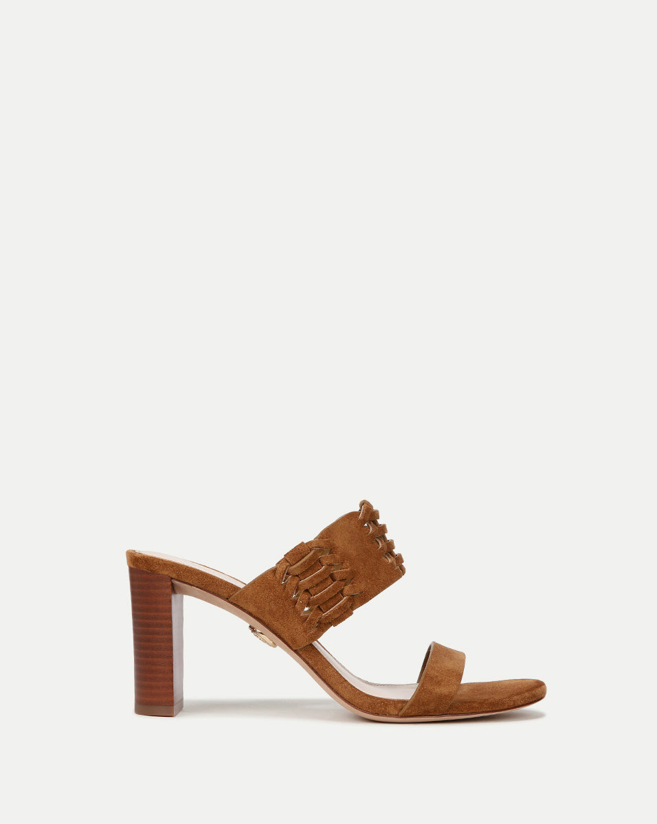 Veronica Beard Georgie Suede Sandals Hazelwood Camel Block Heel Size 11