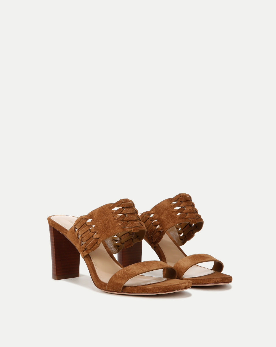 Veronica Beard Georgie Suede Sandals Hazelwood Camel Block Heel Size 11