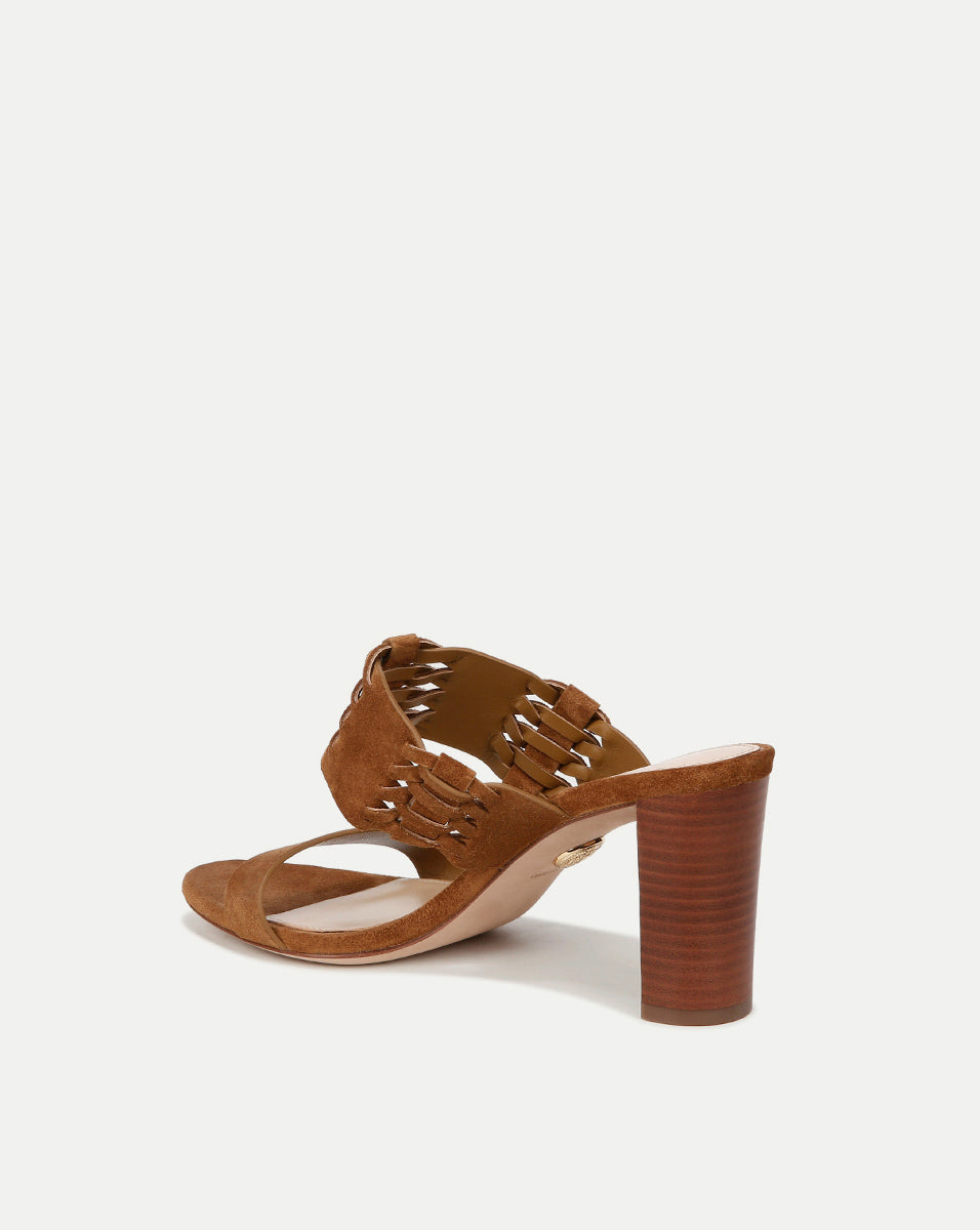 Veronica Beard Georgie Suede Sandals Hazelwood Camel Block Heel Size 11