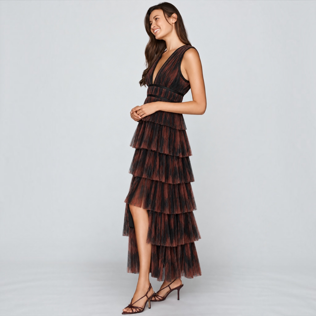 HUTCH Amora Maxi Gown Black & Brown Size Small