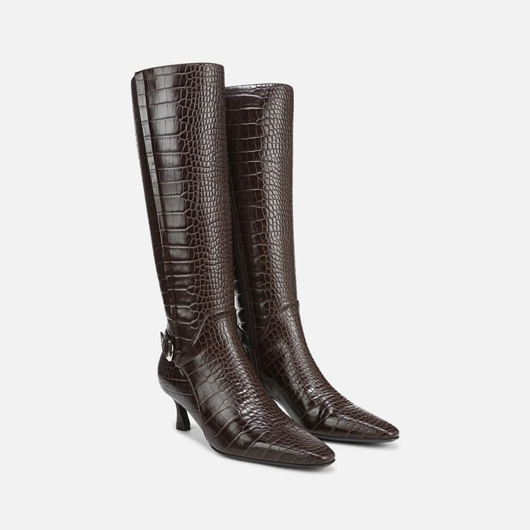 Naturalizer Eartha Knee High Boots Chocolate Croc Size 8.5