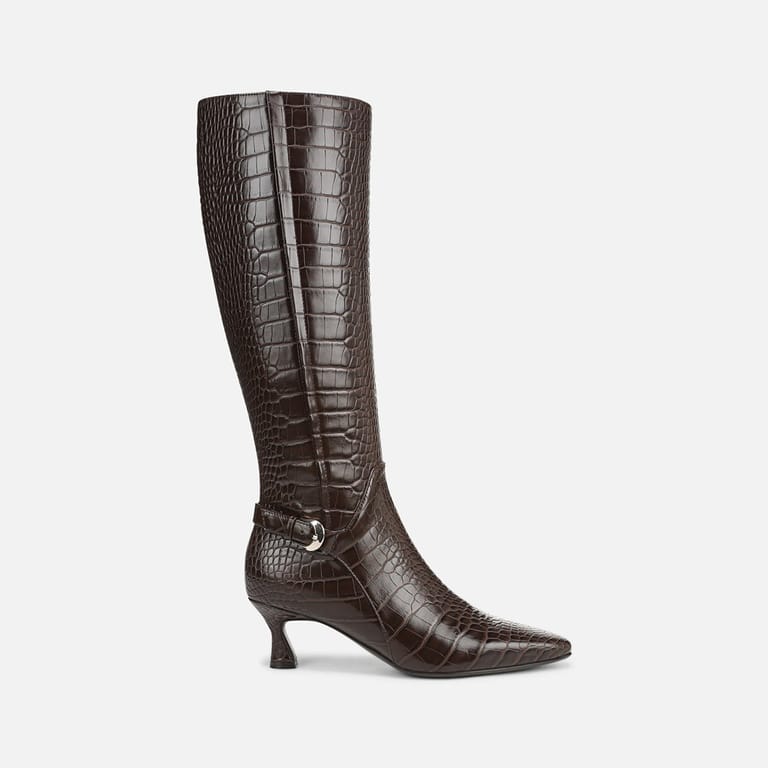 Naturalizer Eartha Knee High Boots Chocolate Croc Size 8.5