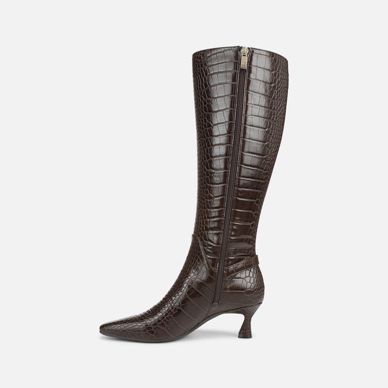 Naturalizer Eartha Knee High Boots Chocolate Croc Size 8.5