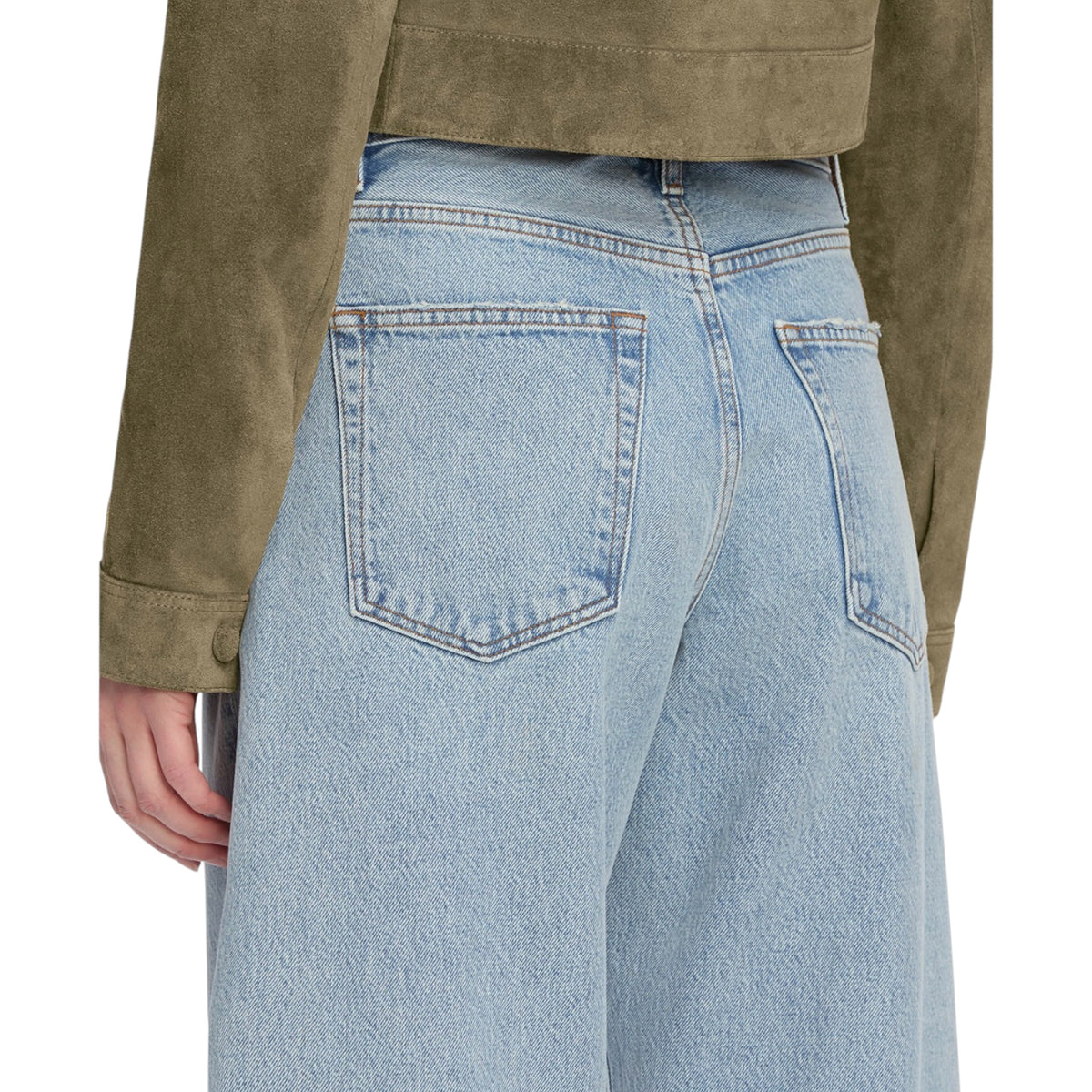 FRAME The Bubble High Rise Crop Barrel Leg Jeans in Outlaw Raw Fray Sz 25