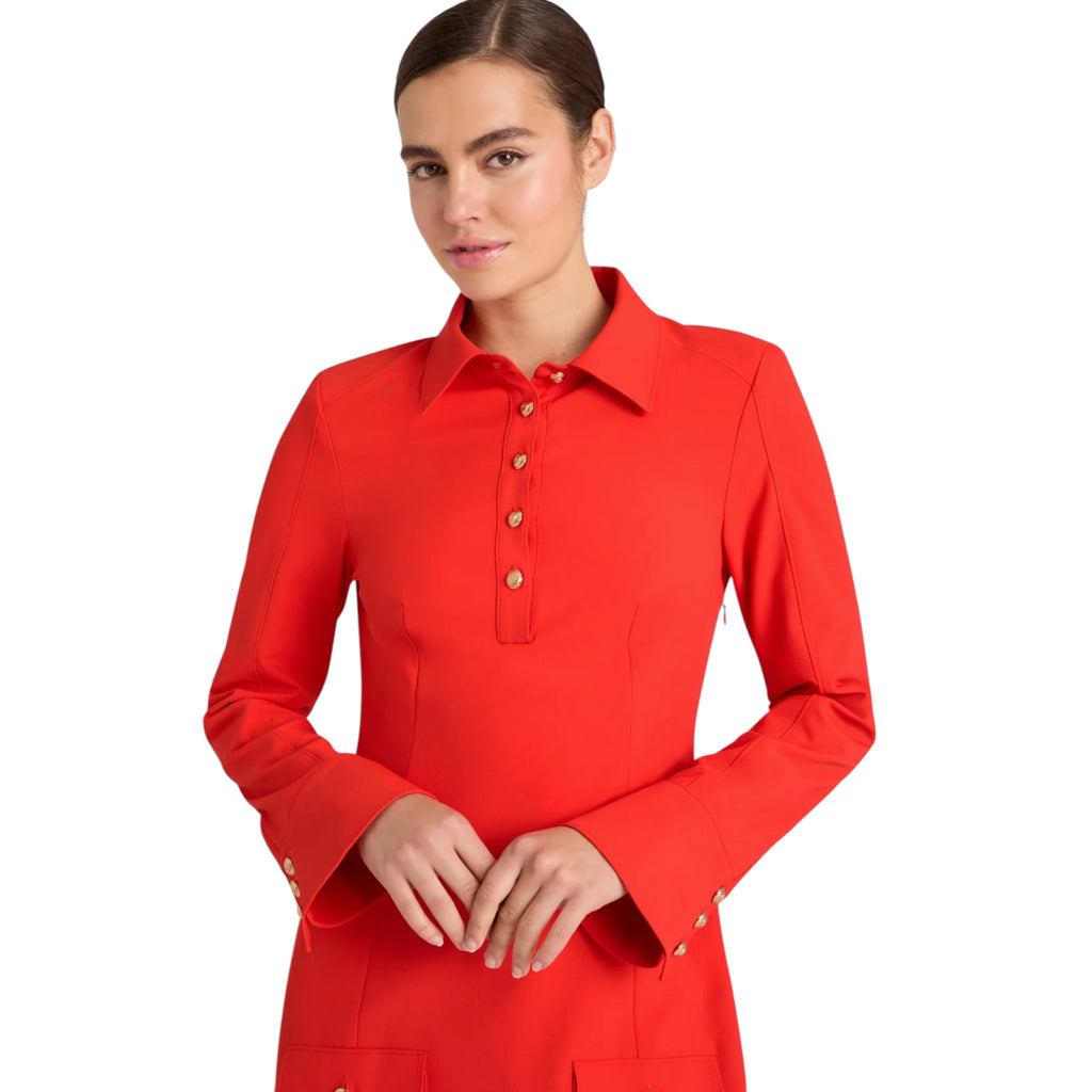 CINQ À SEPT Lea Dress Red Bell Long Sleeve Mini Dress Size 4