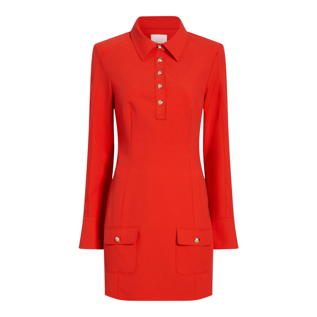 CINQ À SEPT Lea Dress Red Bell Long Sleeve Mini Dress Size 4