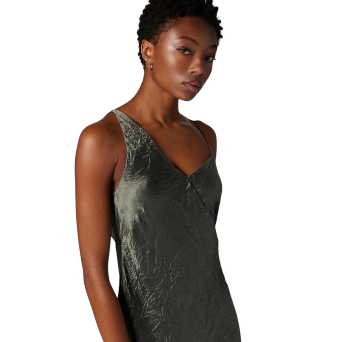 EQUIPMENT Aurore Crinkle Satin Asymmetrical Dress Castor Grey Size 6