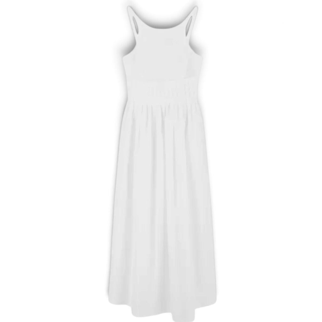 EMPORIO ARMANI Optical White Cotton Pleated Midi Dress Size 40 US Small