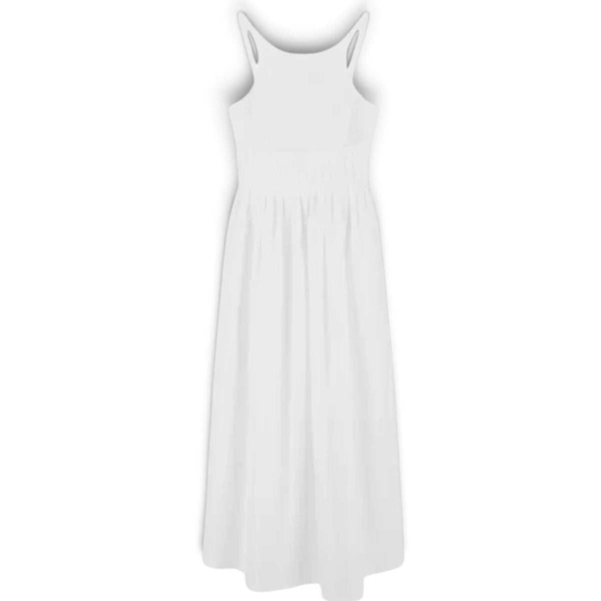 EMPORIO ARMANI Optical White Cotton Pleated Midi Dress Size 40 US Small