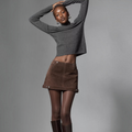BLANKNYC Down to Earth Brown Leather Mini Skirt Size 26