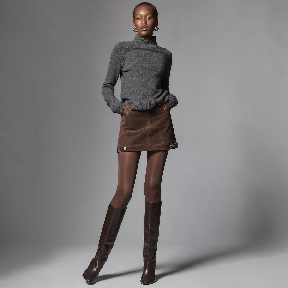 BLANKNYC Down to Earth Brown Leather Mini Skirt Size 26