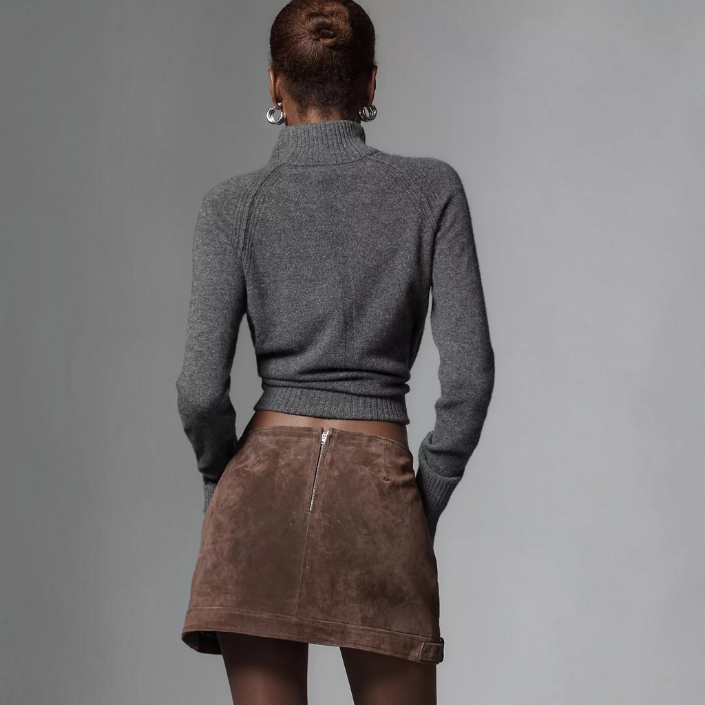 BLANKNYC Down to Earth Brown Leather Mini Skirt Size 26