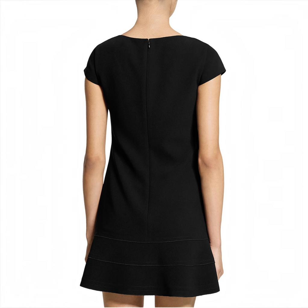 THEORY Tiered Seam Cap Sleeve Dress Black Size 10