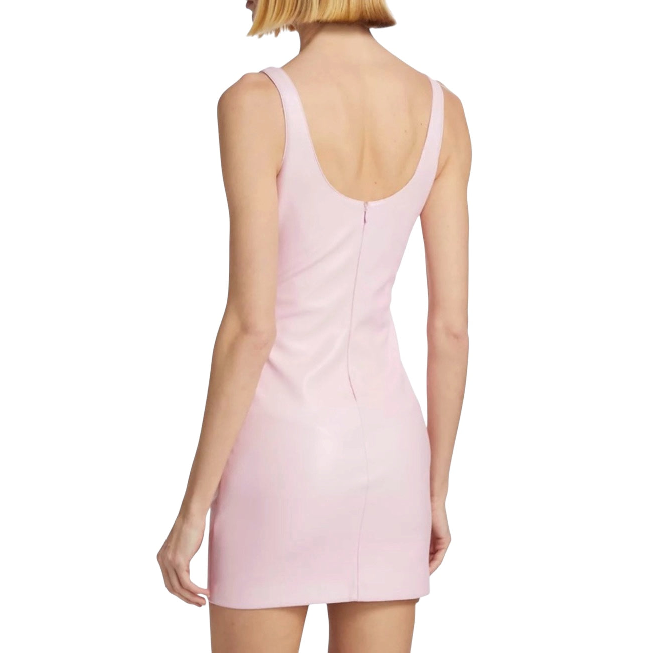 New! Amanda Uprichard Margot Faux-Leather Sleeveless Minidress Pink Small $228