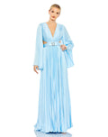 Mac Duggal 26732 Ice Blue Pleated Satin Gown Cutout Lace-Up Back Size 6 $598