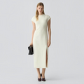 THEORY Short-Sleeve Midi Dress in Admiral Crepe Rice Size 6