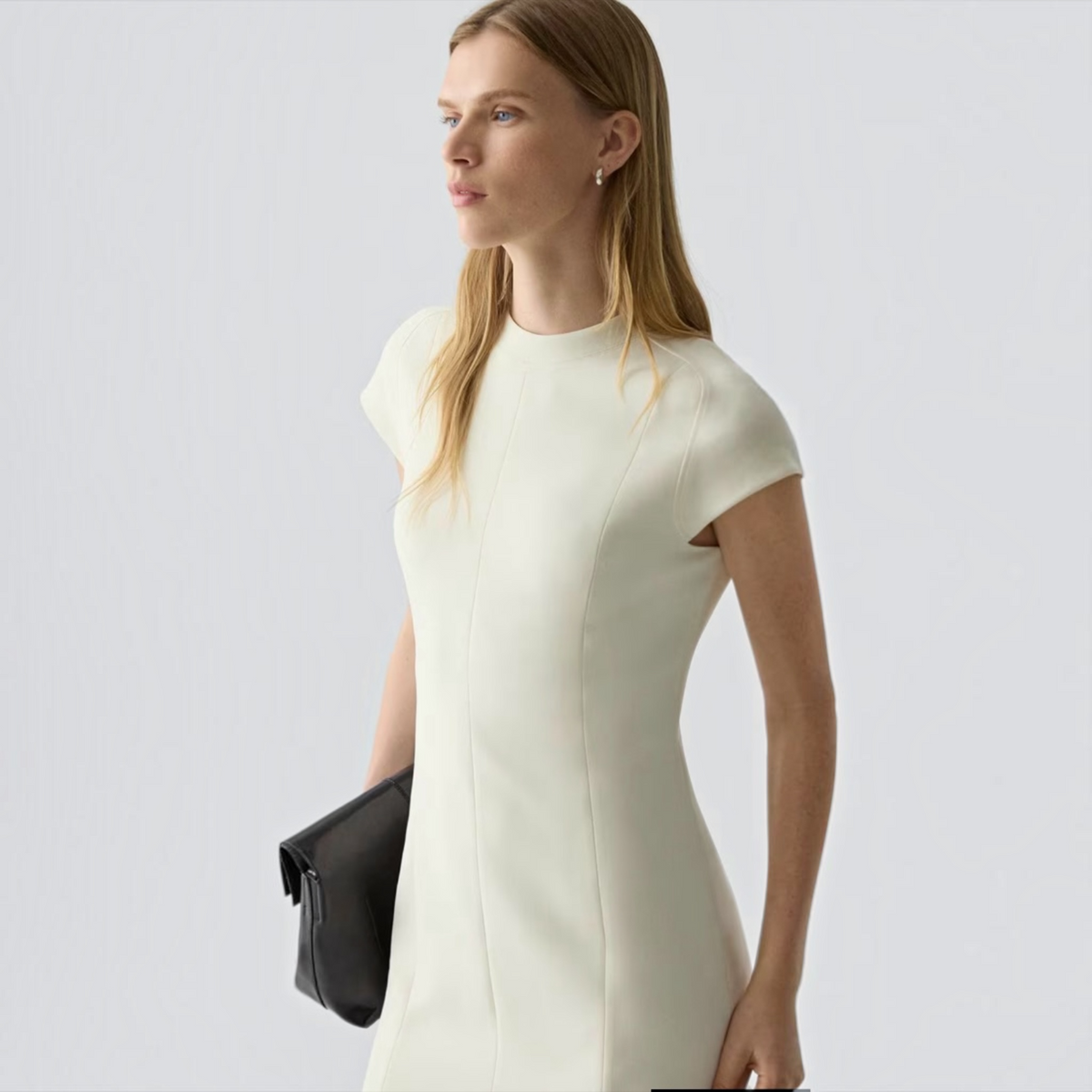 THEORY Short-Sleeve Midi Dress in Admiral Crepe Rice Size 6