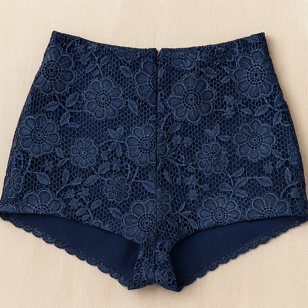 REDValentino Navy Floral Lace High-Waisted Shorts Women’s Size 40 (US 4-6) $426