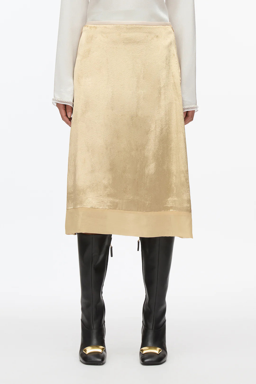 Phillip Lim Velvet Slip Skirt in Gold Sz 10 $595
