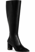 Stuart Weitzman Renegade Block Heel Knee High Boots Black Leather Size 8.5